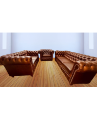 SALA 3 PIEZAS CHESTERFIELD PIEL LEGÍTIMA