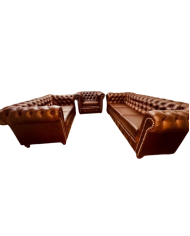 SALA 3 PIEZAS CHESTERFIELD PIEL LEGÍTIMA